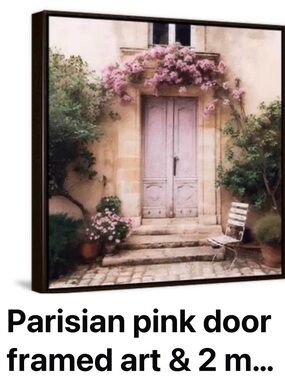 24 x 24 inches Parisian Pink Door Framed Wall Art